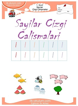 Çocuklar İçin Sayılar Çizgi Çalışma Sayfaları 